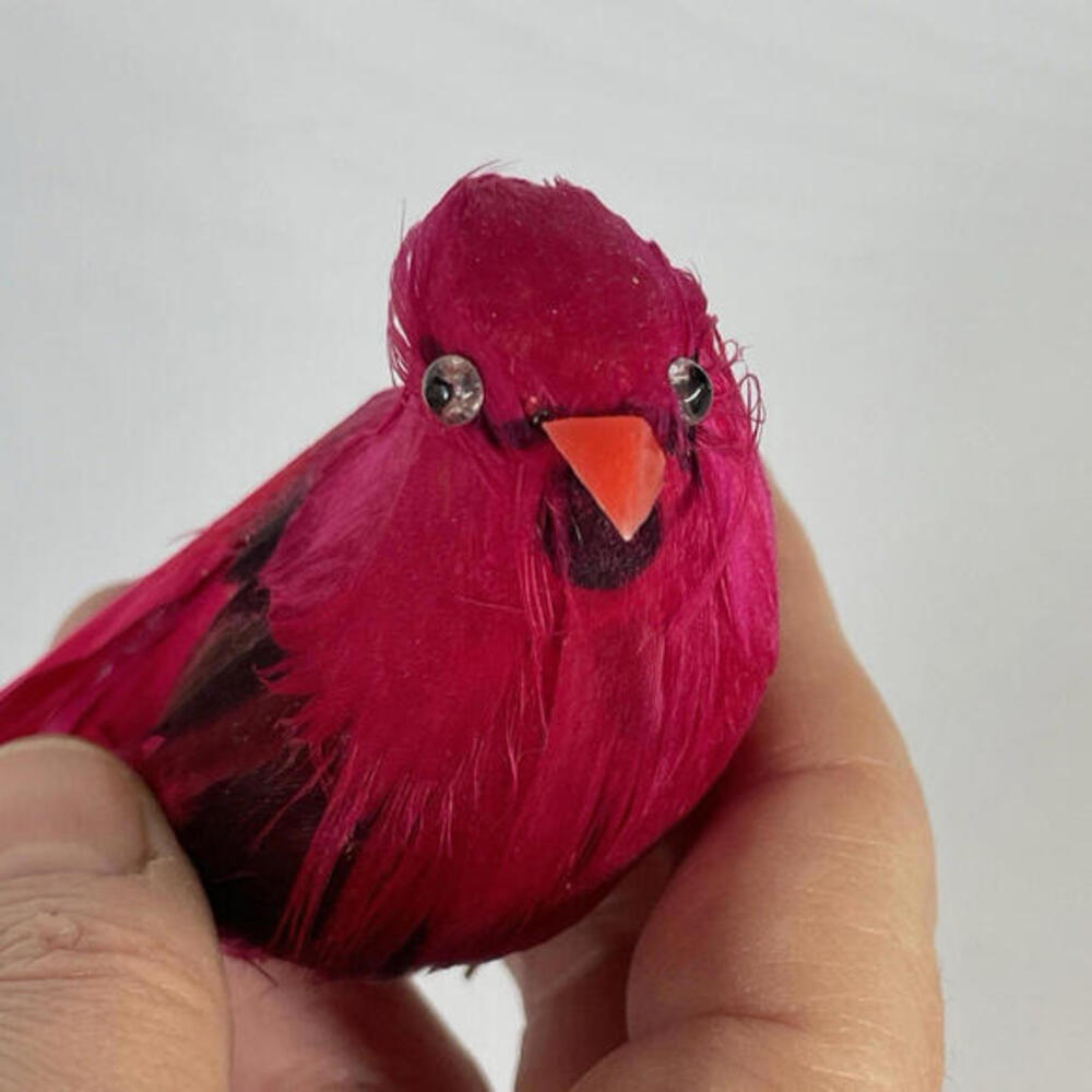 Vintage Red Cardinal Feather Bird Christmas Ornaments 5" Clip‎ On Lot of 2 - Picture 5 of 6